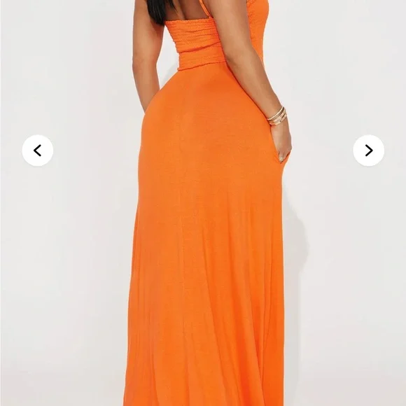NWT Fashion Nova Vibrant Orange Strappy Sleeveless Maxi Cottagecore style Dress - Picture 3 of 3